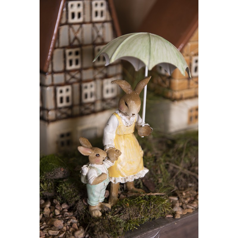 Clayre & Eef Figurine Rabbit 13 cm Brown Yellow Polyresin