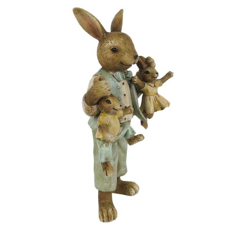 Clayre & Eef Figur Kaninchen 19 cm Grün Braun Polyresin
