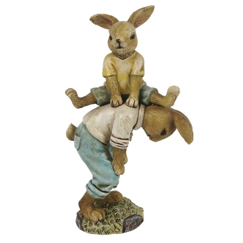 Clayre & Eef Figurine Rabbit 15 cm Brown Blue Polyresin