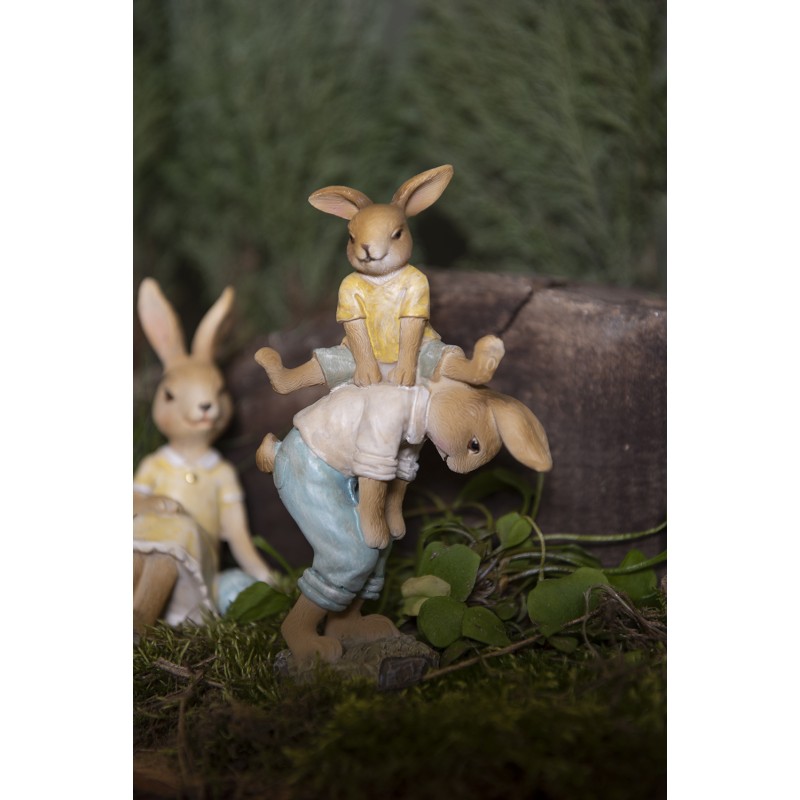 Clayre & Eef Figur Kaninchen 15 cm Braun Blau Polyresin