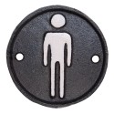 Clayre & Eef Cartello del bagno delle uomini Ø 8 cm Marrone Ferro Rotondo Uomo