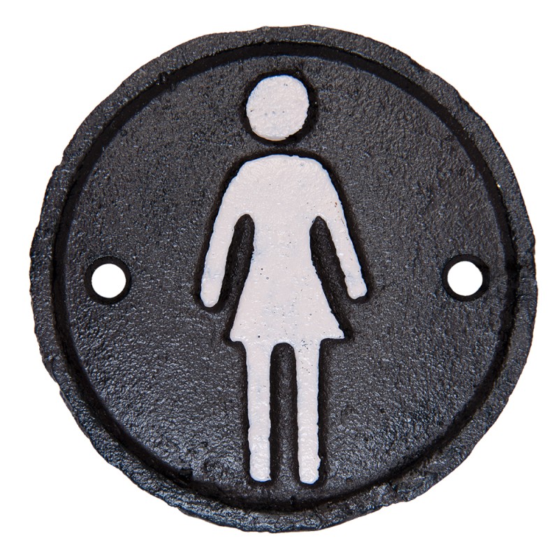 Clayre & Eef Cartello del bagno delle donna Ø 8 cm Marrone Ferro Rotondo Donna