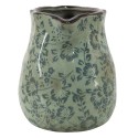 Clayre & Eef Dekorative Kanne 2300 ml Grün Keramik Blumen