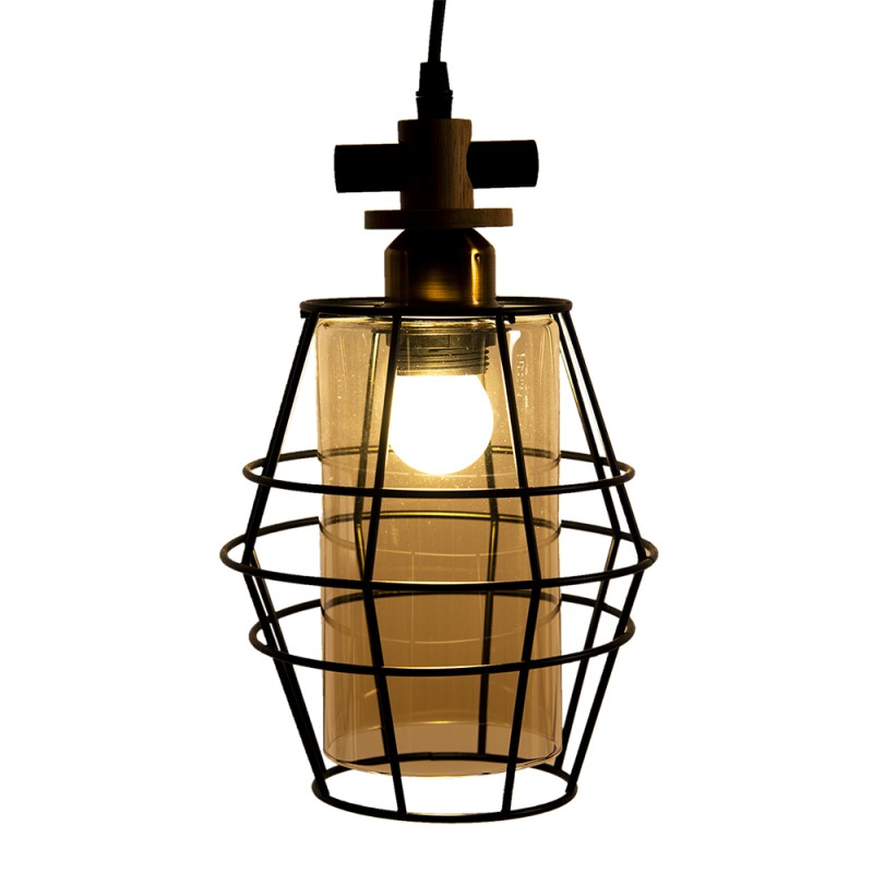 Clayre & Eef Lampes à suspension 18x18x31 cm  Noir Métal Verre