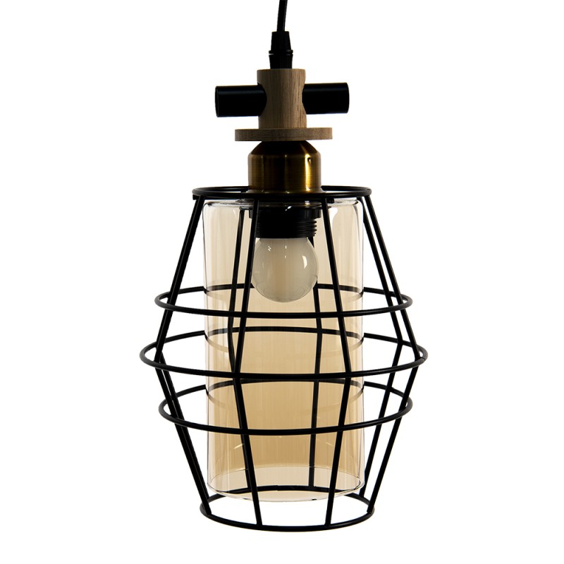 Clayre & Eef Lampes à suspension 18x18x31 cm  Noir Métal Verre