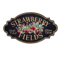 Clayre & Eef Textschild 48x27 cm Schwarz Eisen Erdbeeren Strawberry Fields