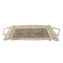 Clayre & Eef Decorative Serving Tray 65x40x9 cm Brown Wood Iron Rectangle