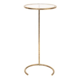 Clayre & Eef Side Table 50363 Ø 30*66 cm Golden color Metal Glass Round
