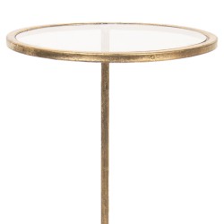 Clayre & Eef Side Table 50363 Ø 30*66 cm Golden color Metal Glass Round