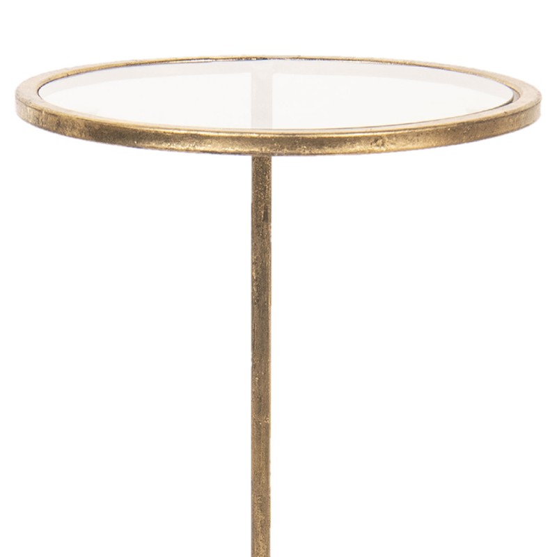 Clayre & Eef Side Table Ø 30x66 cm Gold colored Metal Glass Round