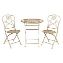 Clayre & Eef Bistro Set Bistro Table Bistro Chair Set of 3 Ø 70x75 Gold colored Iron Round