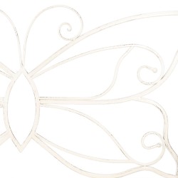 Clayre & Eef Panchina da Giardino 5Y0459 108*55*99 cm Bianco Ferro Rettangolare Farfalla Panchina da Esterno Panchina