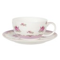 Clayre & Eef Tea for One 400 ml / 250 ml Blanc Rose Porcelaine Rond