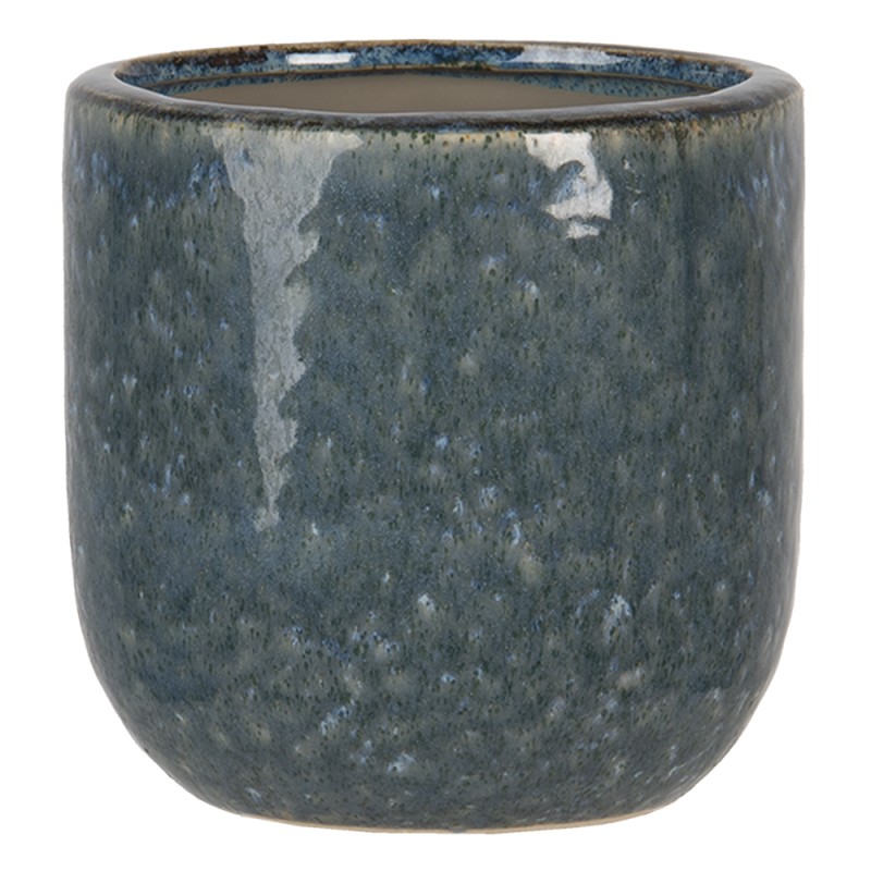 Clayre & Eef Blumentopf 13 cm Blau Keramik Rund