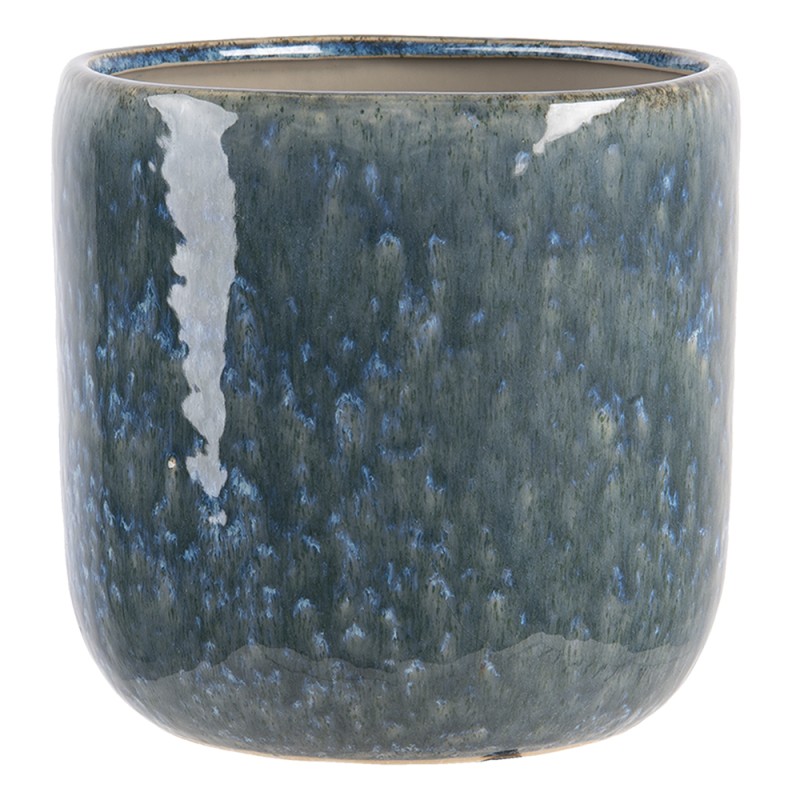 Clayre & Eef Fioriera 19 cm Blu Ceramica Rotondo