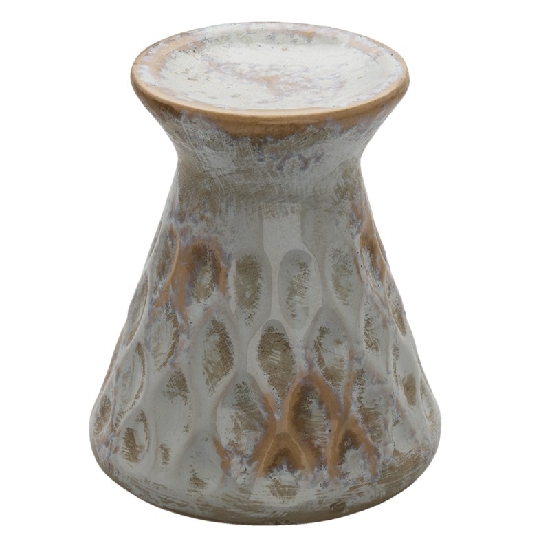 Clayre & Eef Candle holder Ø 14x16 cm Grey Ceramic Round