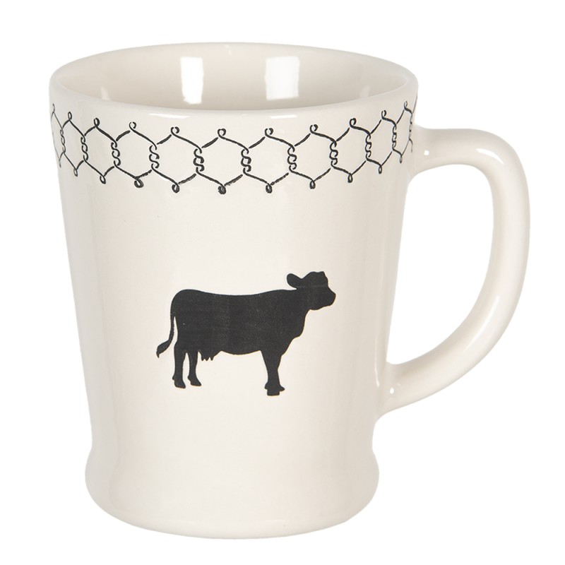 Clayre & Eef Mug 300 ml Beige Black Ceramic Round Cow