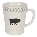 Clayre & Eef Mug 300 ml Beige Black Ceramic Round Pig