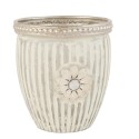 2Clayre & Eef Glas Kerzenhalter Blumen Ø 7*8 cm Weiß Silberfarbig