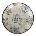 Clayre & Eef Serving Platter Ø 16x4 cm White Blue Wood Round Flowers