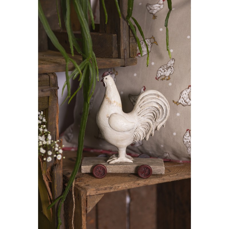 Clayre & Eef Figurine Rooster 15x7x17 cm White Polyresin