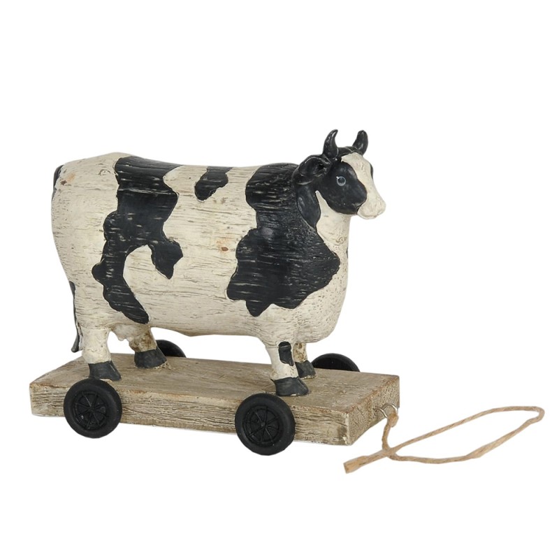 Clayre & Eef Figurine Cow 14x7x12 cm White Black Polyresin