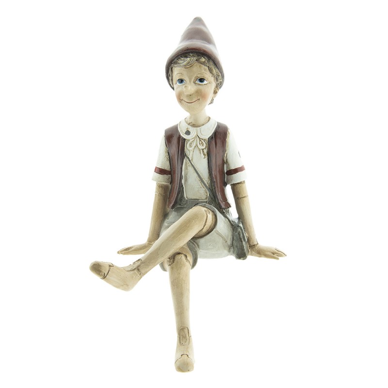 Clayre & Eef Statuetta Pinocchio 23 cm Beige Rosso