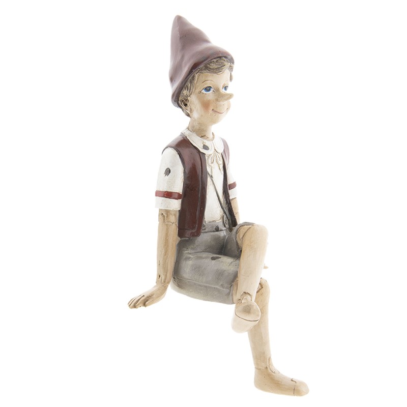 Clayre & Eef Statuetta Pinocchio 23 cm Beige Rosso Poliresina
