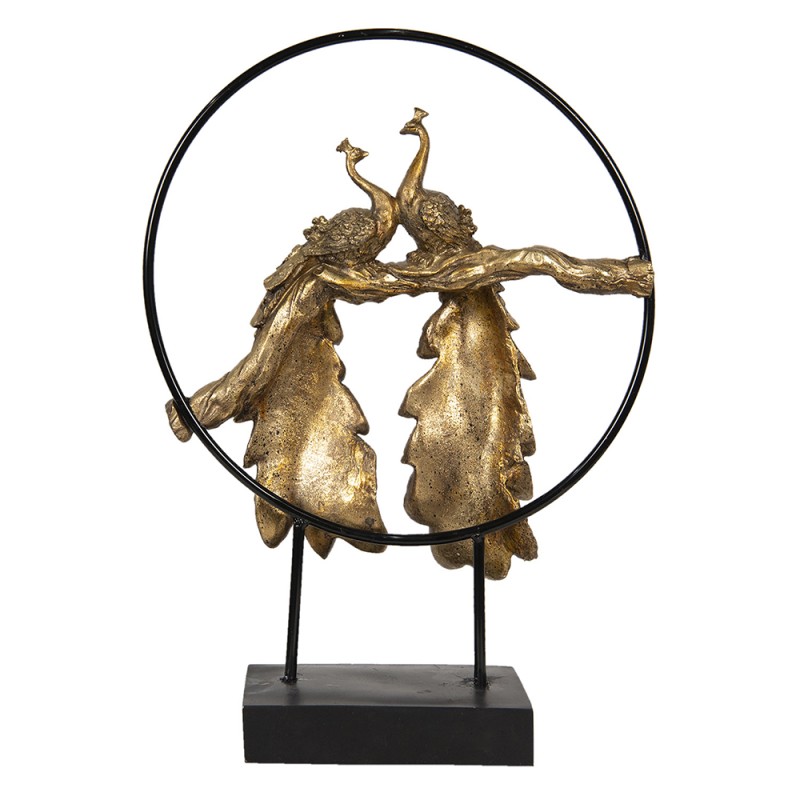 Clayre & Eef Figur Pfau 38x38x49 cm Goldfarbig Polyresin