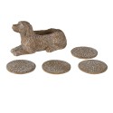 Clayre & Eef Coasters for Glasses Set of 4 Dog 12x9x21 cm Brown Polyresin