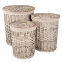 2Clayre & Eef Storage Basket Set of 3 Ø 47x56 cm Grey Rattan