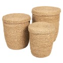 2Clayre & Eef Baskets Set of 3 Ø 40*46 cm Beige Seagrass