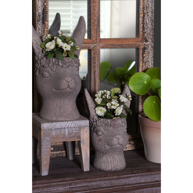 Clayre & Eef Pot de fleurs 16x15x26 cm Gris Pierre Rond Lapin