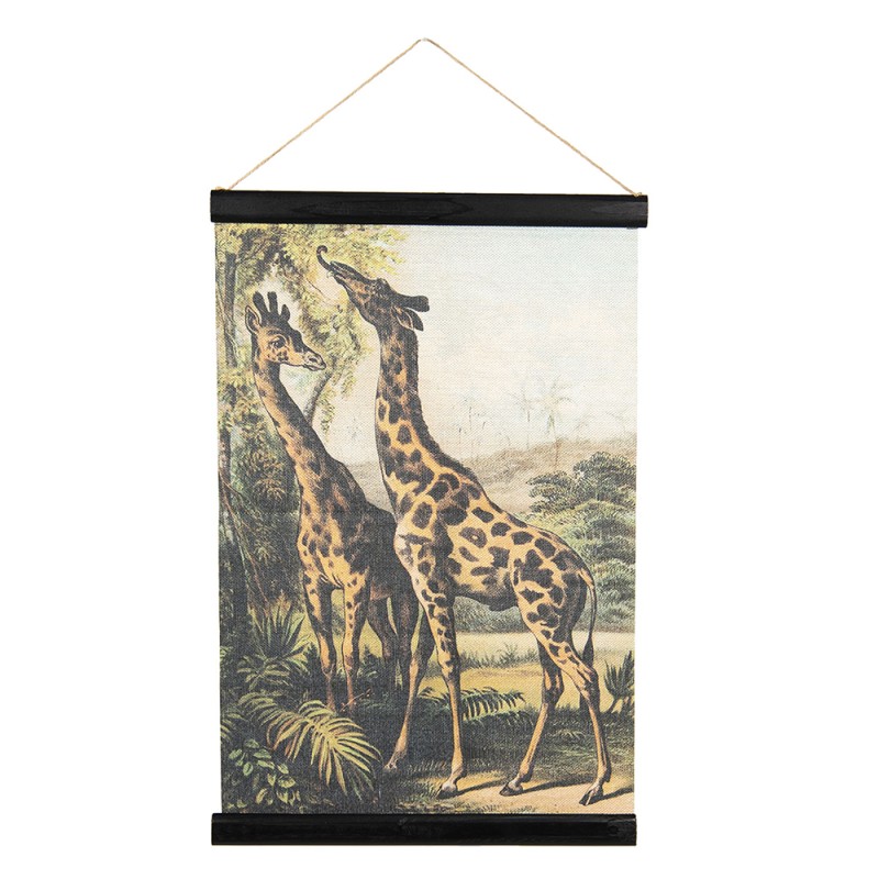 Clayre & Eef Wall Tapestry 40x2x60 cm Brown Black Linen Rectangle Giraffes