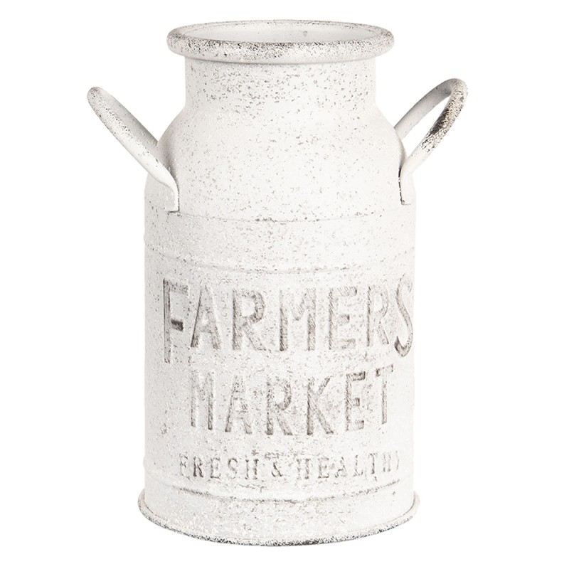 Clayre & Eef Pot à lait de décoration 18x15x27 cm Blanc Métal Rond Farmers Market