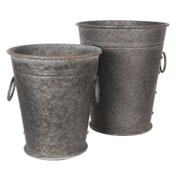 Clayre & Eef Bucket Grey Metal