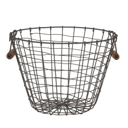 Clayre & Eef Storage Basket Ø 30x28 cm Brown Iron Wood Round