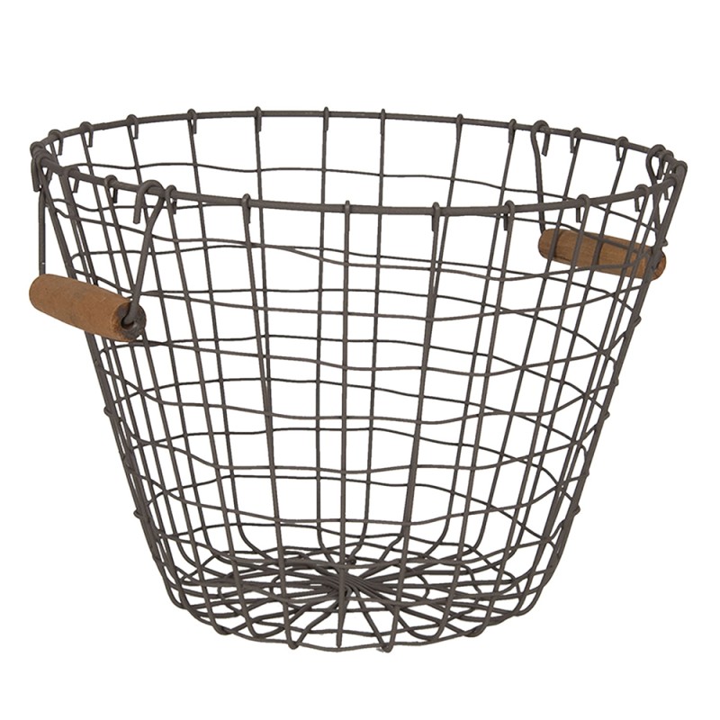 Clayre & Eef Storage Basket Ø 30x28 cm Brown Iron Wood Round