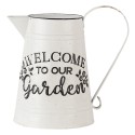 Clayre & Eef Decoration can 26x17x25 cm White Metal Round Welcome to our garden