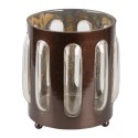 Clayre & Eef Tealight Holder Ø 14x13 cm Brown Iron Glass Round