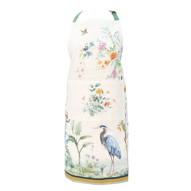 Clayre & Eef Kitchen Apron 70x85 cm Beige Cotton Tropical Pattern