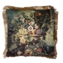Clayre & Eef Decorative Cushion 45x45 cm Green Synthetic Flowers