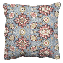 Clayre & Eef Kussenhoes  50x50 cm Blauw Rood Katoen Vierkant