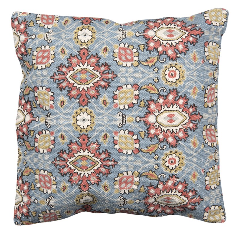 Clayre & Eef Housse de coussin 50x50 cm Bleu Rouge Coton Carré