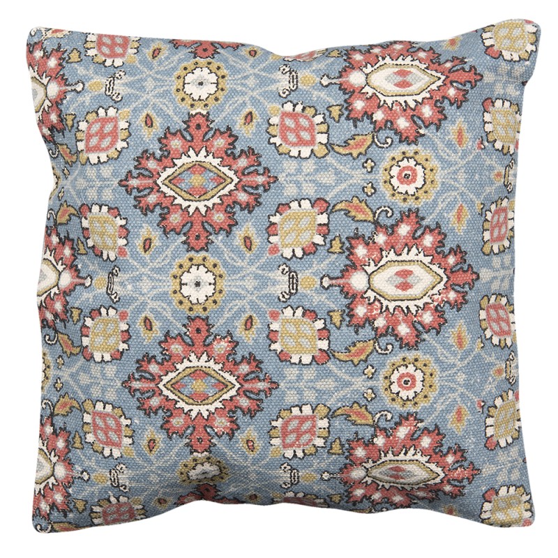 Clayre & Eef Housse de coussin 50x50 cm Bleu Rouge Coton Carré