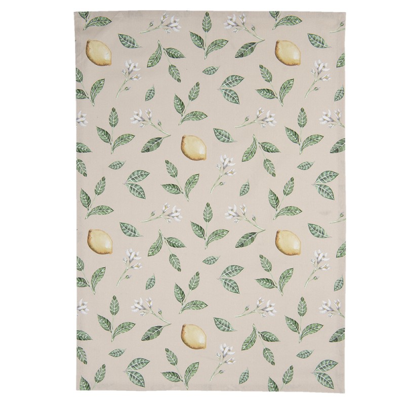 Clayre & Eef Tea Towel  50x70 cm Beige Yellow Cotton Rectangle Lemon