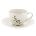 Clayre & Eef Cup and Saucer 200 ml Beige Blue Ceramic Round Olive Branch