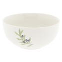 Clayre & Eef Soepkom  Ø 14x6 cm Beige Blauw Keramiek Rond Olijftak