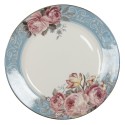Clayre & Eef Dinner Plate Ø 26 cm Blue White Porcelain Flowers