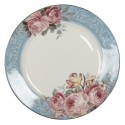 Clayre & Eef Piatto da cena   Ø 26 cm Blu Bianco  Porcellana Fiori